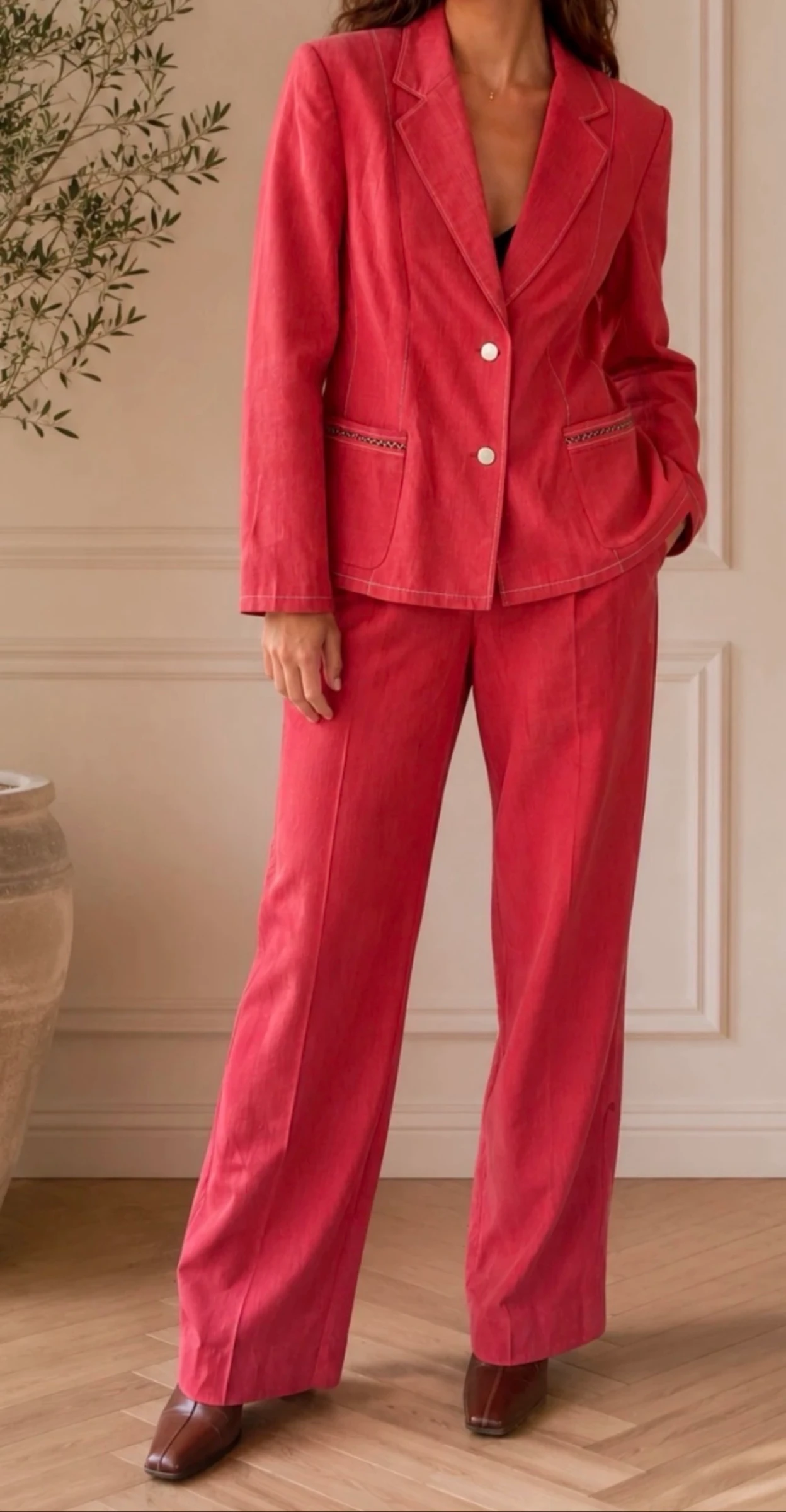 TRAJE VINTAGE LUIS ALBERTO ALTA COSTURA - COLOR CORAL